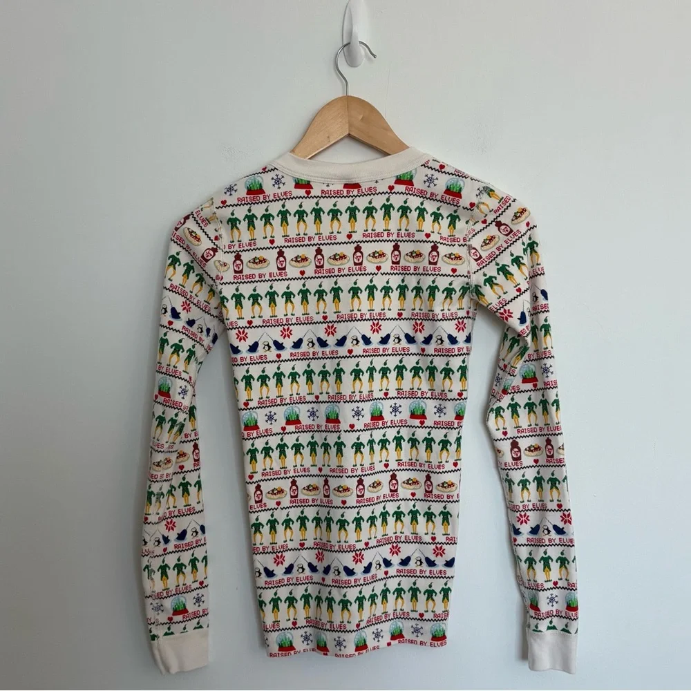 Hanna Andersson Elf Kids 14 Pajama Top Long John 100% Organic Cotton Holiday